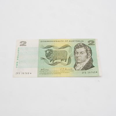 $2 1968 Phillips Randall STAR NOTE Australian Two Dollar Banknote R83SL ZFS36763