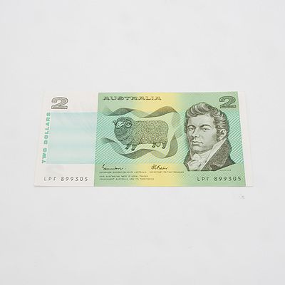 $2 1985 Johnston Fraser Australian Two Dollar Banknote R89 LPF899305