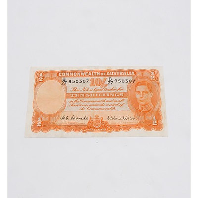 10/- 1952 Coombs Wilson Australian Ten Shilling Banknote R15 B27950307