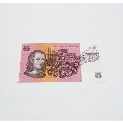 $5 1991 Fraser Cole Australian Five Dollar Banknote R213 QLJ232998