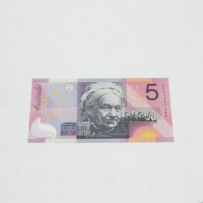 $5 2001 MacFarlane Evans Australian Five Dollar Polymer Banknote R219 GA01397084