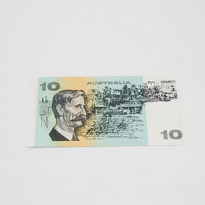 $10 1974 Phillips Wheeler Australian Ten Dollar Banknote R305 TBX730523
