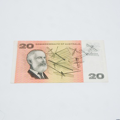 $20 1972 Phillips Wheeler Australian Twenty Dollar Banknote R404 XGT220549