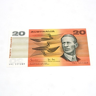 $20 1983 Johnston Stone Australian Twenty Dollar Banknote R408 VHL551289