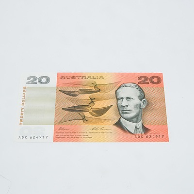 $20 1993 Fraser Evans Australian Twenty Dollar Banknote R415 ADK624917