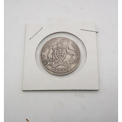 1934 Florin Australian Two Shilling Coin
