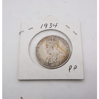 1934 Florin Australian Two Shilling Coin