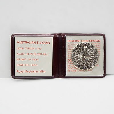1982 RAM $10 Coin Australian Uncirculated Ten Dollar Coin in Wallet Brisbane Commonwealth Games Commemorative
