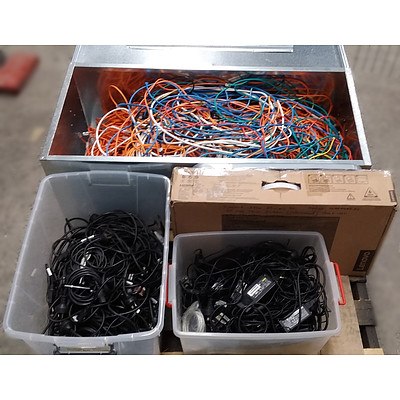 Bulk Lot of Cables, Power Supplies and a Lenovo E93z All in One PC for Repair