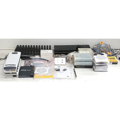 Bulk Lot of Assorted Computer Items, Software Packages and Electrical Components