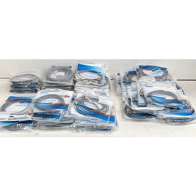 Bulk Lot of Assorted Fibre Cables - New in Sealed Packaging