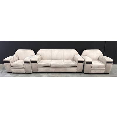 Three Piece Micro Suede Lounge Suite