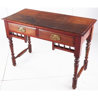 Edwardian Cedar Two drawer Hall Table
