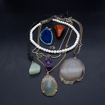 Collection of Freshwater Pearls, Banded Agate, Natural Gemstones and More