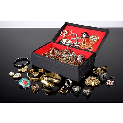 Jewellery Box with a Melange of Costume Jewellery