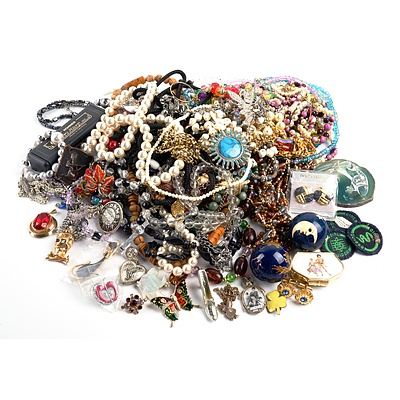 Large Collection of Costume Jewellery, Including Faux Pearl and Bead wood Necklaces and More