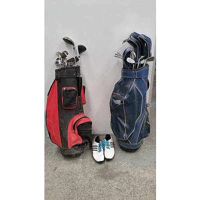 Assorted Golf Clubs And Two Golf Bags