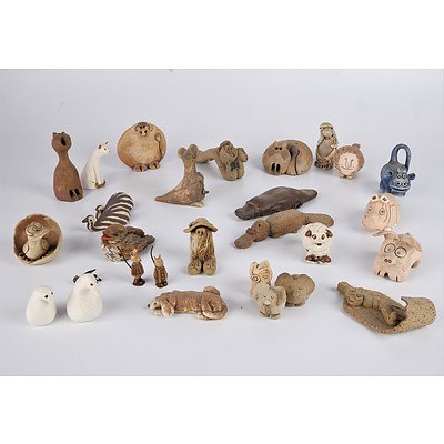 Large Group of Hand Crafted Studio Pottery Animal Ornaments