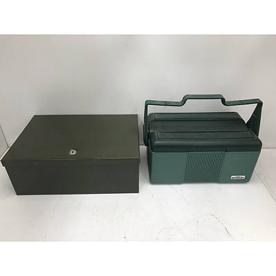 Metal Storage Box and Stanley Cooler