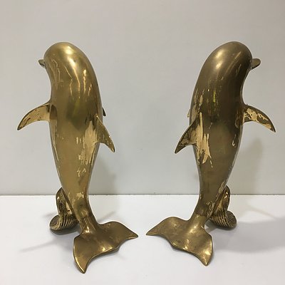Pair Of Copperart Dolphin Mantle Pieces