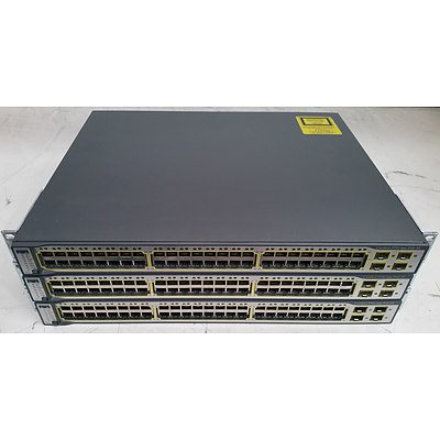 Cisco Catalyst 3750 Series PoE-48 Ethernet Switches - Lot of Three