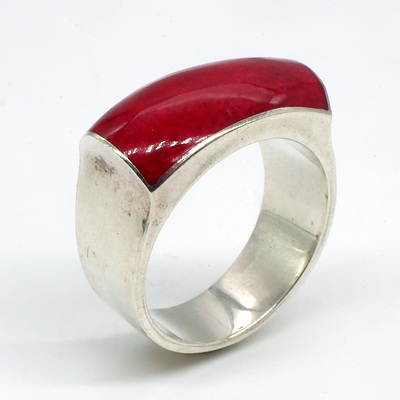 Sterling Silver Ring with Red Resin