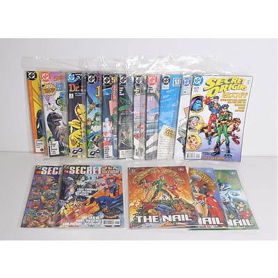 DC Secret Origins Including Number 1(1998), 10,14, 24, 31-35,46, 50, Secret JLA Files and Origins Number 1-2, Justice League the nail Number 1-3