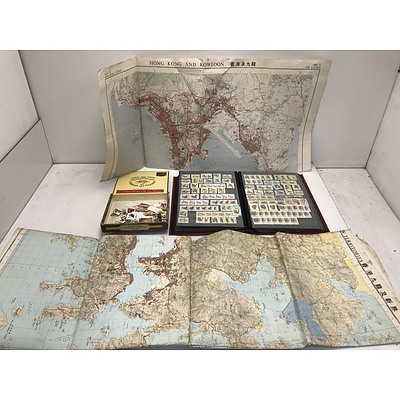 Collection Of Stamps and Two Maps