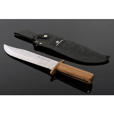 Hunting Knife Marked Winchester with Wooden Handle and Sheath