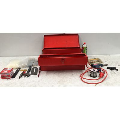 Red Metal Cantilever Tool Box With Assorted Tools Included