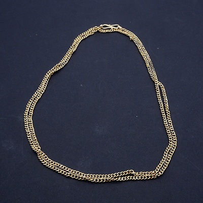 Antique 9ct Yellow Gold Curb Link Chain, 19g