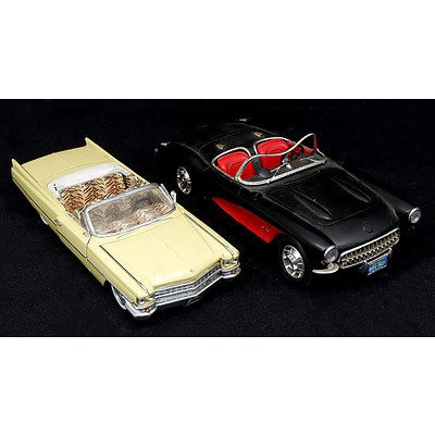 Two 1:18 Scale Diecast Models - Corvette and Cadillac (2)