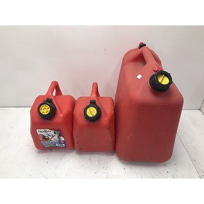 Plastic Fuel Containers -Lot Of Three