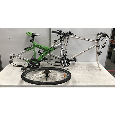 Gaint Road Bike and Kawasaki Mountain Bike Frames -For Parts Of Repair