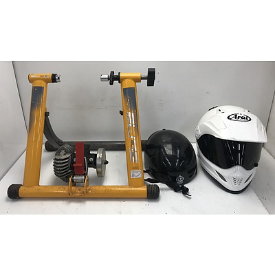 Elite Bike Trainer, Motorbike helmet and Bike Helmet