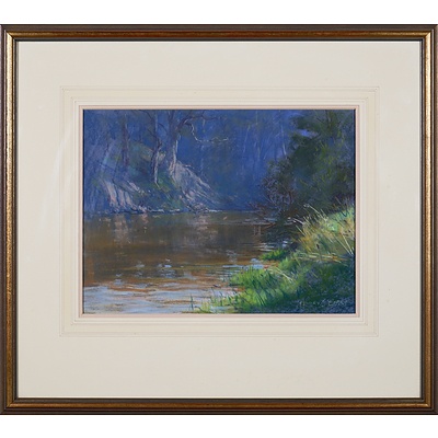 Edward J. Berry (born 1932), Tranquil Bend of the Yarra, Templestowe, Pastel, 30 x 40 cm