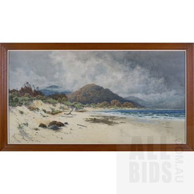 Henri Tebbitt (1852-1926), Untitled (Coastal Scene), Watercolour, 59 x 113 cm