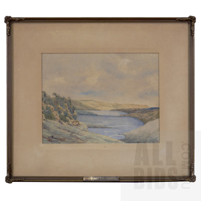 C. E. Crooke, Untitled (Coastal Inlet) 1949, Watercolour, 26 x 36 cm