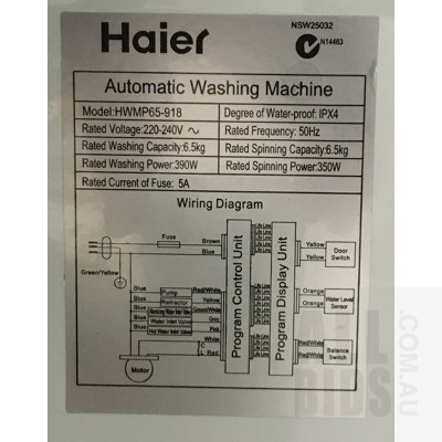 Haier HWMP65-918 6.5kg Top Loading Washing Machine