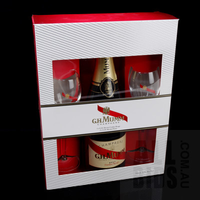 G H Mumm Champagne in Gift Box with Two Flutes