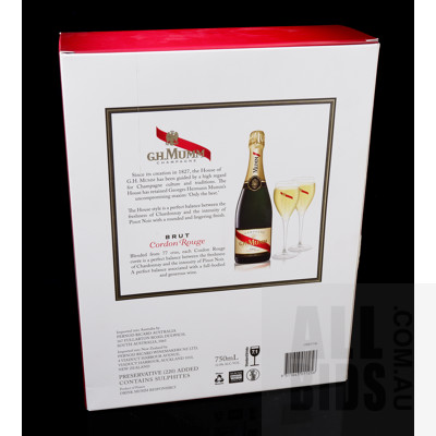 G H Mumm Champagne in Gift Box with Two Flutes