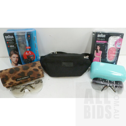 Belt Bag, Sunglasses and Hair Grooming Care Kits - Lot of Five