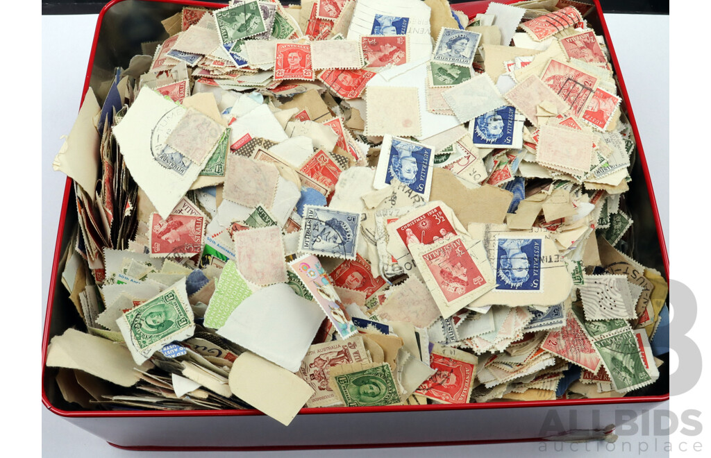 Large Collection of Cancelled Australian Stamps, Mostly Pre-Decimal