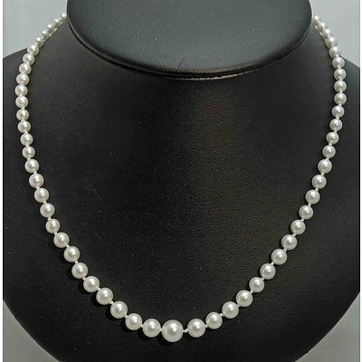 Vintage Akoya Cultured Pearl Necklace - Graduated 4.0-7.8mm