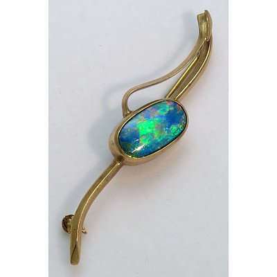 Vintage 9ct Gold Opal Brooch