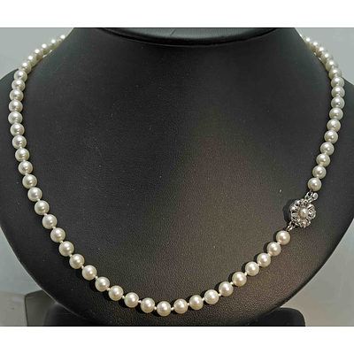 Akoya (Japanese) Cultured Pearl Necklace With Silver Clasp