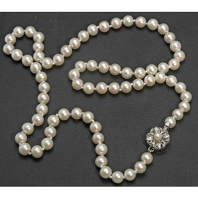 Akoya (Japanese) Cultured Pearl Necklace With Silver Clasp