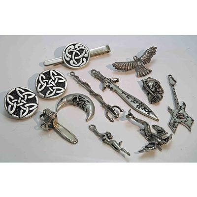 Collection Of Pewter Celtic And Gothic Jewellery