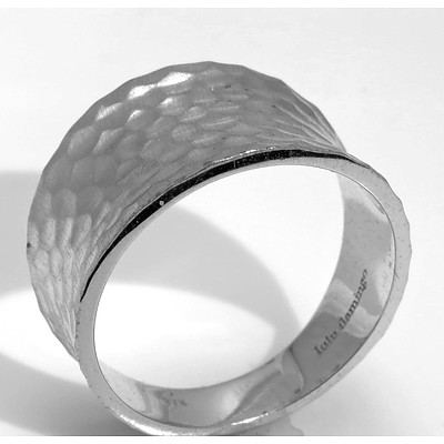 9ct White Gold Hammered Finish Ring
