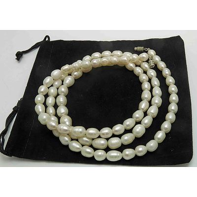 Very Long Strand Of Freshwater Cultured Pearls, 6-9mm 